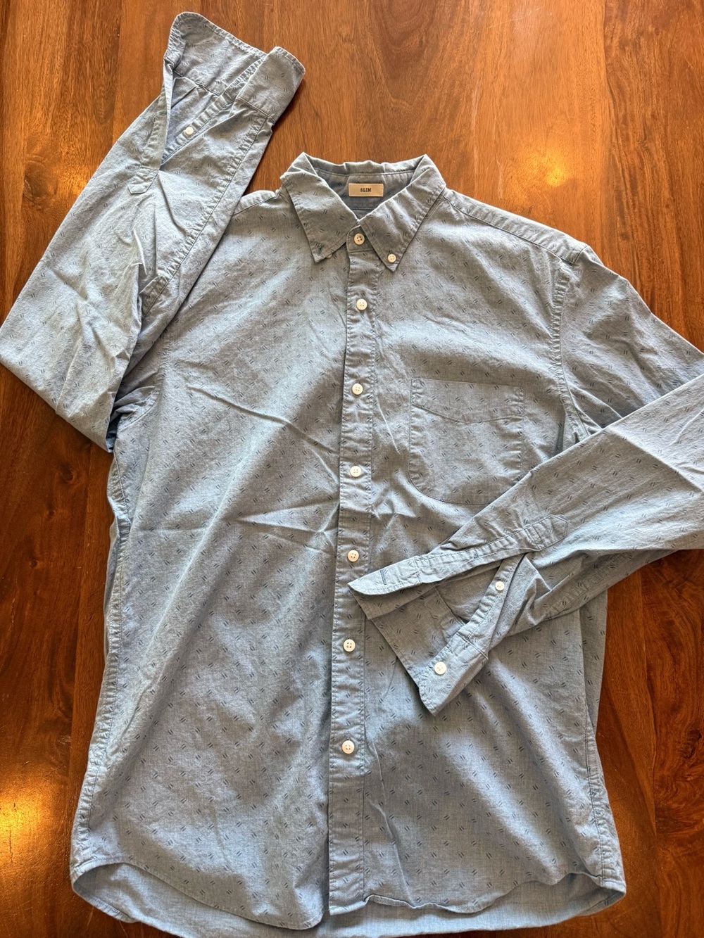 J. Crew Light Blue Button-Down with Subtle Dot Texture